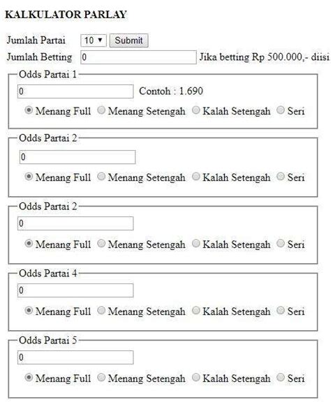 Kalkulator Parlay .